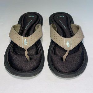 Nike Comfort Cushioned Footbed Thong Sandal, Tan/Brown, Women's Size 8